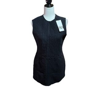 Zara textured black Mini Dress-Size 10-Fits more Size 8-NWT-Shift Dress